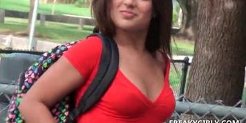 Ass flashing teen cutie finger fucks her wet cunt in public