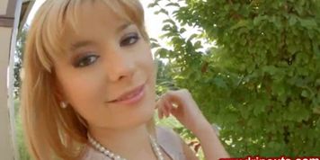 Blonde Charlyse Bella naked outdoors