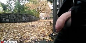 A man wanks his dick in public in Germany 4