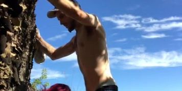 Big cock blowjob video. Watch me swallow a huge load on top of a mountain