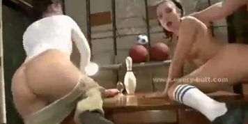 Delicious sporty babes destroyed in rough extreme anal sex with l