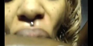 Blonde black bimbo sucking cock (CreamyExotica)