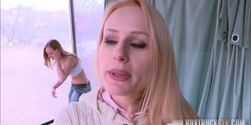 Angel wicky and Lady bug box truck lesbian sex