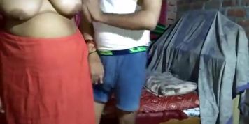 hot mature amateur married aunty standing fucking with professor in her house desi horny indian aunty in sexy saree blouse and p