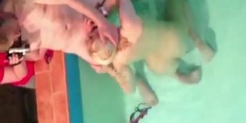 Sexy Tia Spied while filming professional porn extreme hot pool scene