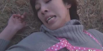 Playful Japanese babe takes it balls deep in her hairy pussy