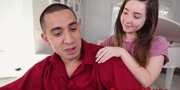 TEENIE ABUSE - Slutty petite teen moans while being pounded hard and rough