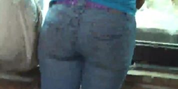 Young tight ass & butt in blue jeans