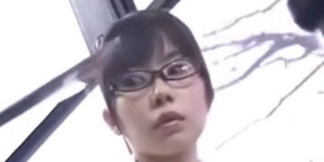 office lady seduced blowjob by geek on bus