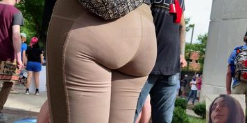 Candid 4k - Mia Khalifa Look-a-like in Brown Spandex (VPL) (Mia Callista)