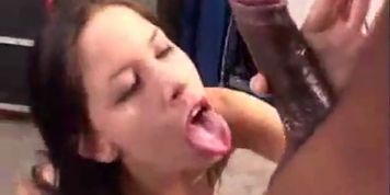HOT TEEN INHALES A HUGE BLACK COCK