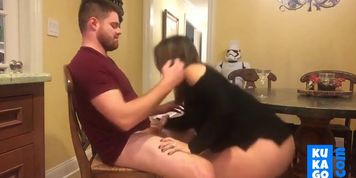 Sexy Milf Rides Lucky Guy in the Kitchen (Gotta Love Lucky)