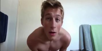 pornoid blond dude with hot body and big cock showing his talents farting nympho.