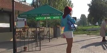Hawt redhead upskirt movie scene