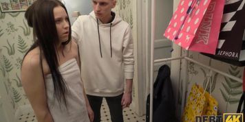 DEBT4k. Naive gal confronted by collector who properly drills her holes (Andy Kay)