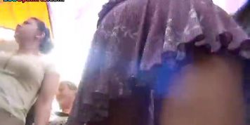 Pink pants upskirt two