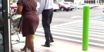 Sexy Ass In Short Brown Skirt..