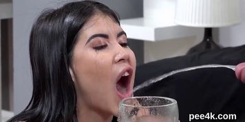 Attractive model gets her pink quim total of warm pee and ejaculates