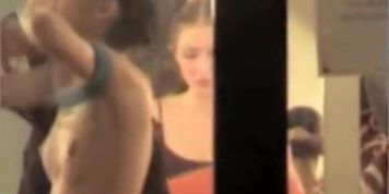 Cute ballet dancers voyeured half nude through the window