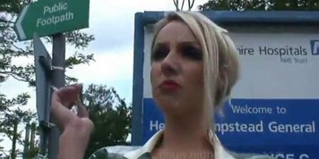 Smoking Latex Rubber Nurse Outside The Hospital
