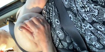 Her first time boobs out driving