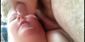 Eager BBW takes a facial