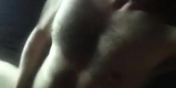 Jacking off big load cumshot on chest