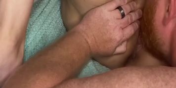 Husband eats my pussy while I squirt in his mouth