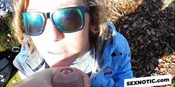German Blonde Teen's Forest Blowjob