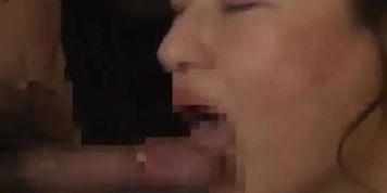 Bound Japanese MILF sucks on a rough cock