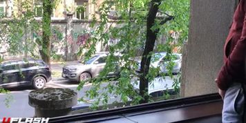 Pissing out the window as girl walks by 4