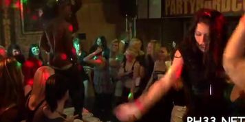 Very hot group sex in club