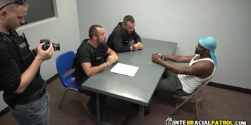 Black Thug gets a nice blowjob By White Male and Horny Cop inside the police station.