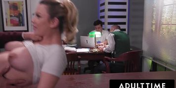 ADULT TIME - College Boys GANGBANG BUKKAKE + DP PAWG Heather Honey In PUBLIC LIBRARY! FULL SCENE