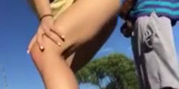 Teen girl fucks black dick outside