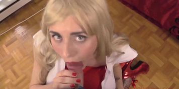 saffron went from nerd to bimbo of a drink to suck a cock