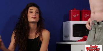 LADY VOYEURS - Femdom babe laughs at masturbating loser