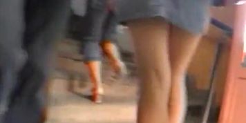 Raging golden-haired upskirt discharged