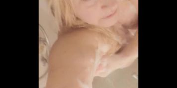 Showering Mature Blond BBW MILF Pure Real Big assets (Real Orgasm)