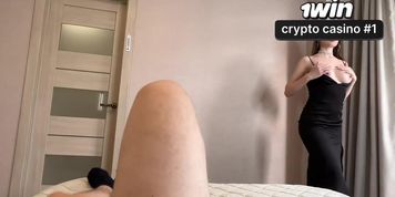 Woman in Black Dress Strokes, Sucks, Fucks