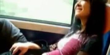 Asian milf rubs her clit on a train (A. Train)