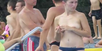 Sexy Topless Teens Tanning Wearing Micro Thongs