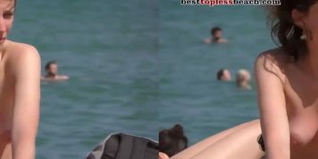 Sexy girls go Topless on the Beach Voyeur Public (3D Conversion)
