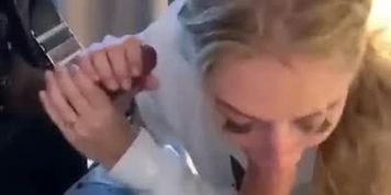 Blonde hottie deepthroats two dicks!!!