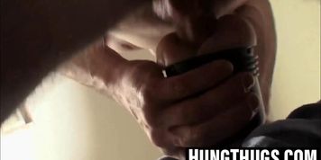 Hunter and buds stroke Fleshlights together