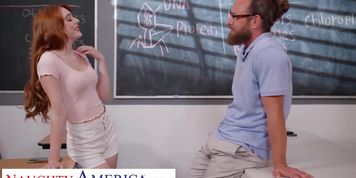 Naughty America - Petite redhead Michelle Anthony takes her professors dick in classroom        