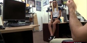 Happy married blonde tries to get her ring back and gets fucked