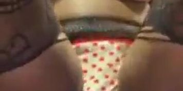 Pull her panties to the side n ride the dildo (Dark Skin)
