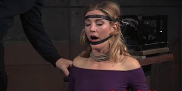 Dominated bdsm sub throat fucked in threesome
