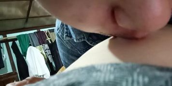 Sucking my Desi teen bottom bf nipples so hard